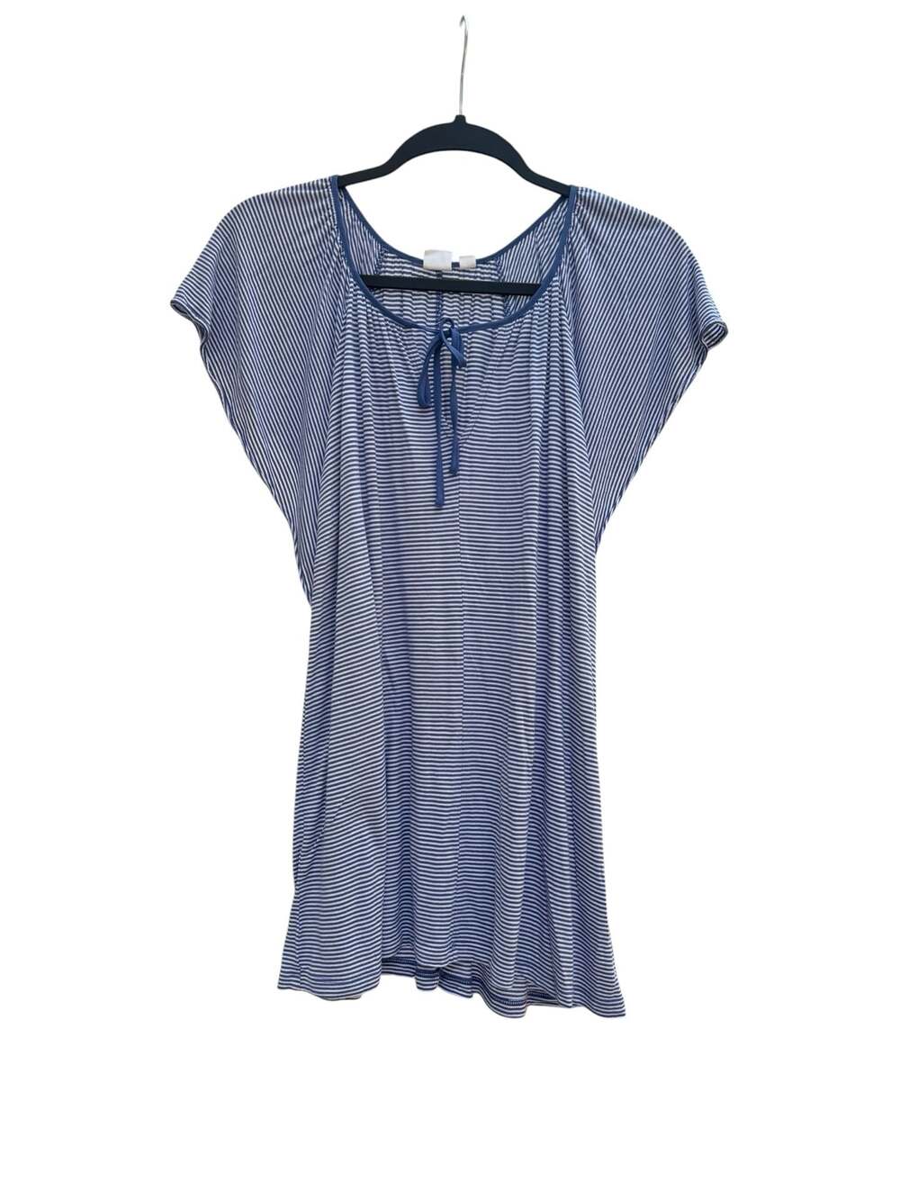 Gap Women's Blue and White Striped Flutter Sleeve Tunic Top